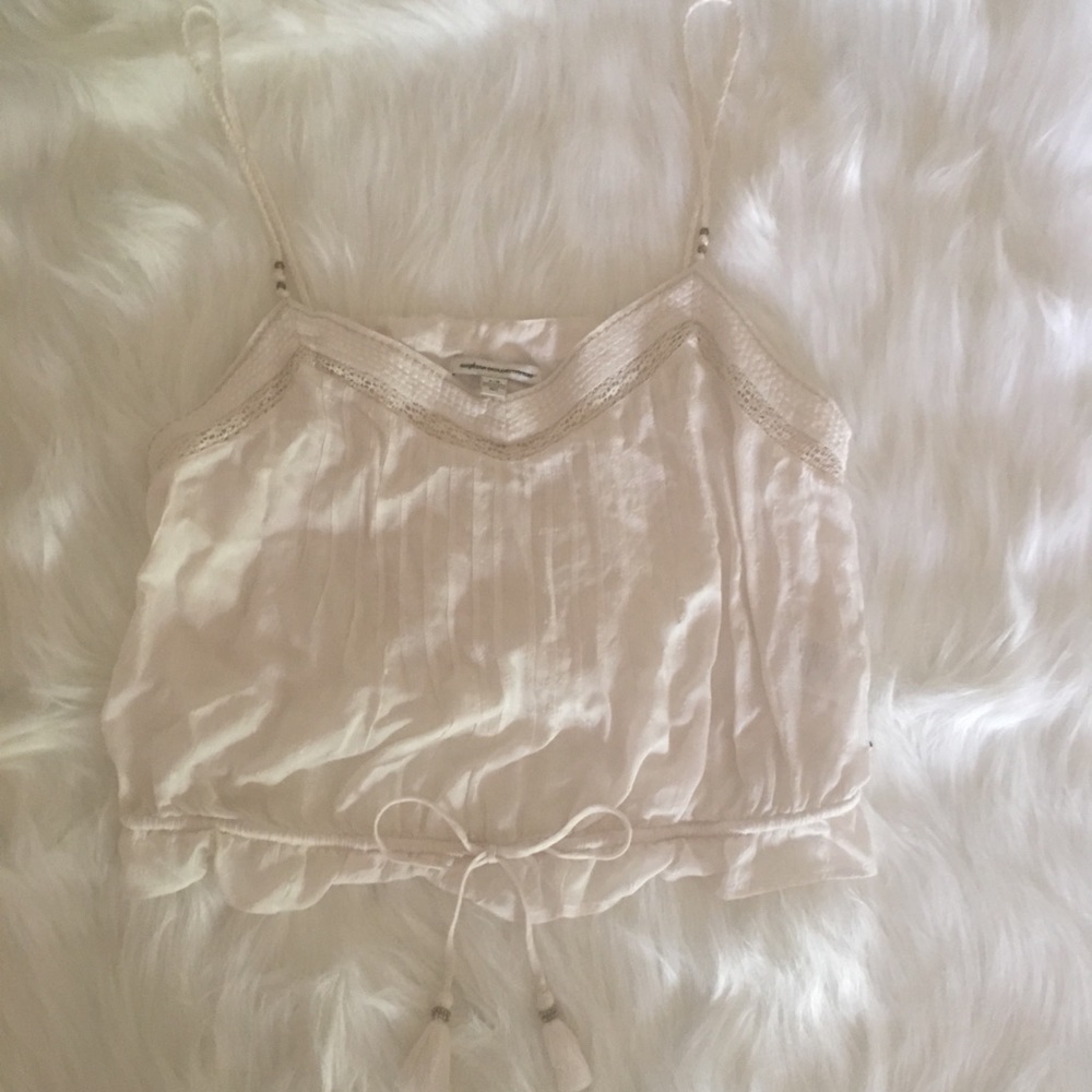 🌼Seventies Inspired Soft Ivory Cotton Crop Top🌼